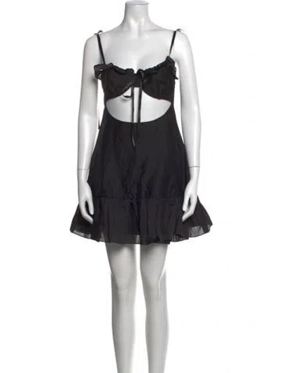 Pre-owned Selkie V-neck Mini Dress In Black