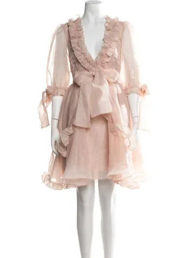 Pre-owned Selkie V-neck Mini Dress W/ Tags In Neutrals
