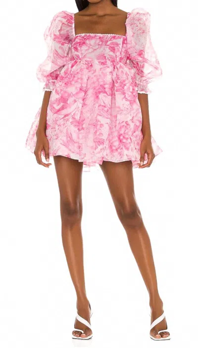 Selkie Women's Babydoll Toile Lace Puff Dress In Pink