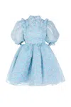 Selkie Women's Puff Sleeves Mini Dress In Storybook In Blue