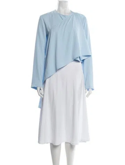 Pre-owned Selmacilek Asymmetrical Long Sleeve Top In Blue