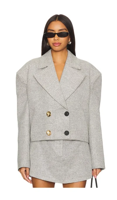 Selmacilek Cachet Button Jacket In White Patterned