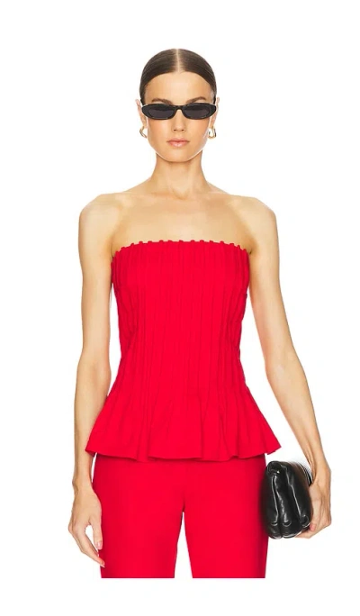 Selmacilek Canvas Stitch-detailed Bustier In Red