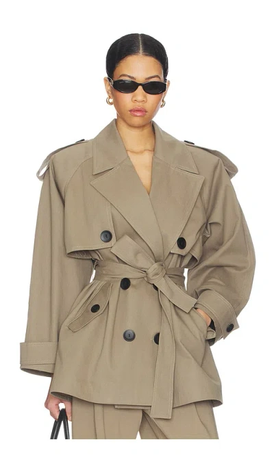 Selmacilek Khaki Terra Trenchcoat In Brown