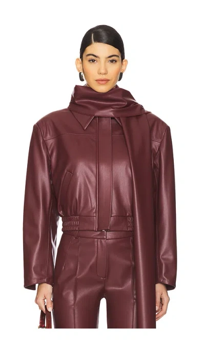 Selmacilek Leather Scarf Detailed Jacket In Burgundy