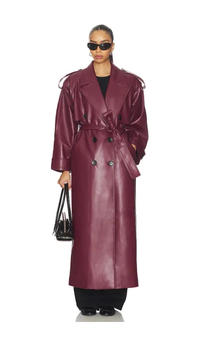 Selmacilek Leather Trenchcoat In Burgundy