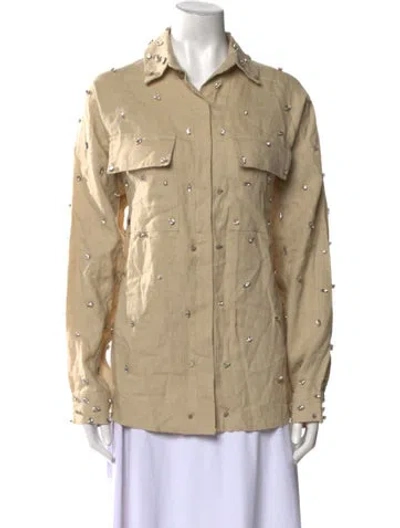 Pre-owned Selmacilek Linen Long Sleeve Button-up Top In Neutral