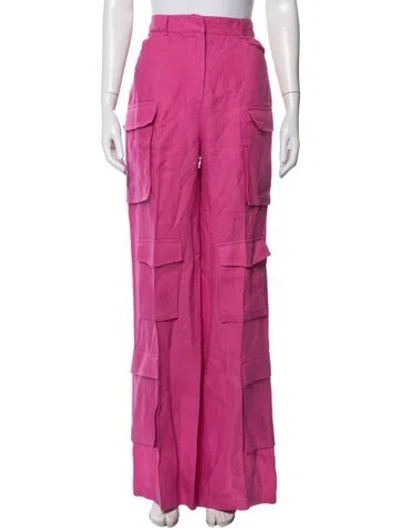 Pre-owned Selmacilek Linen Wide Leg Pants In Pink