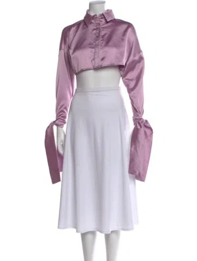 Pre-owned Selmacilek Long Sleeve Crop Top In Purple