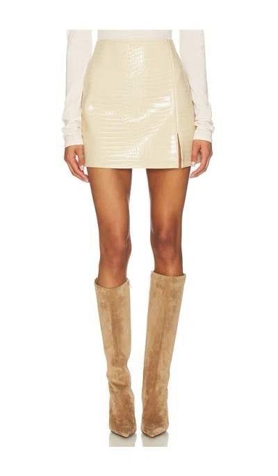 Selmacilek Luxe Leather Skirt In Stone