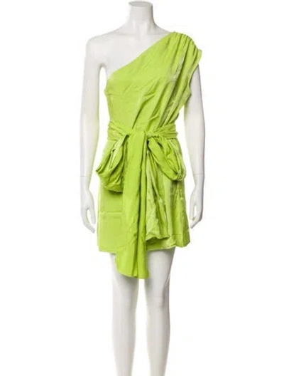 Pre-owned Selmacilek One-shoulder Mini Dress In Green