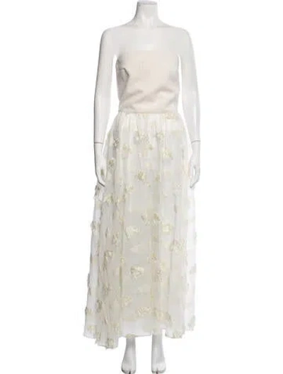 Pre-owned Selmacilek Patterned Embroidered Accent Dress Set In Neutrals