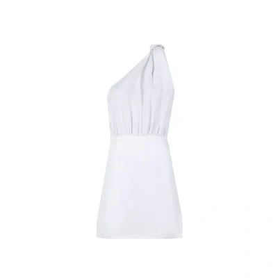 Selmacilek Asymmetric Linen Dress In White