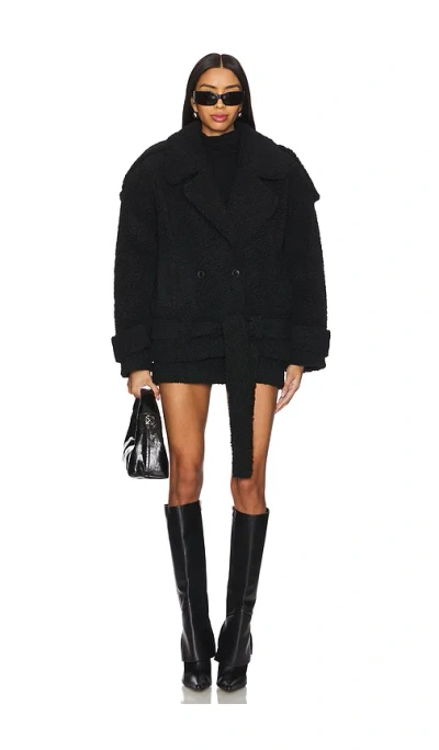 Selmacilek Teddy Belt-detailed Coat In Black