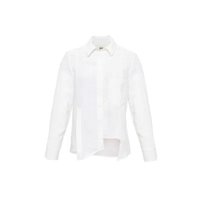 Sélone Women's White Lorin Asymmetric Stripe Shirt