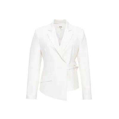 Sélone Women's White Nore Asymmetric Wrap Blazer