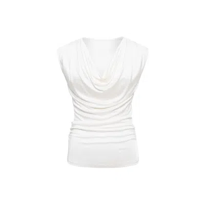 Sélone Women's White Ylune Liquid Drape Top / Soft Ivory