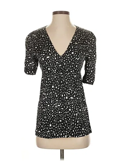 Pre-owned Semantiks Short Sleeve Top Black Plunge Neckline Tops