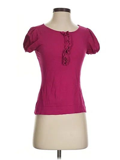 Pre-owned Semantiks Short Sleeve Top Burgundy Keyhole Neckline Tops