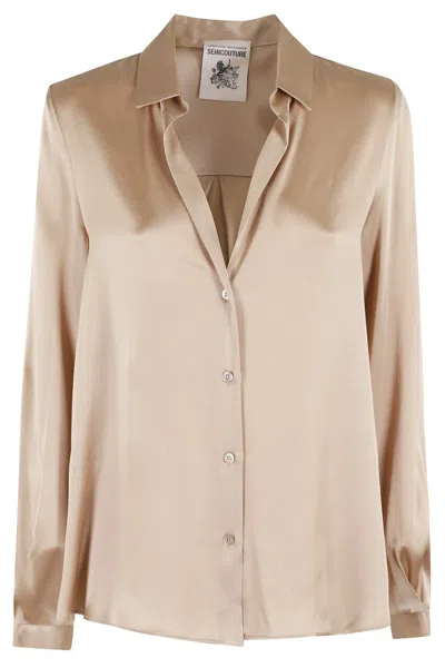 Semicouture Semi Couture Ava Bronze Satin-finish Shirt In Neutrals