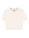 Semicouture Beige Cotton Sweater With Short Sleeves In Beige