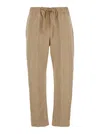 Semicouture Beige Pants With Elastic Waist With Drawstring In Linen Woman In Neutrals
