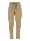 Semicouture Beige Pants With Elastic Waist With Drawstring In Linen Woman In Neutrals