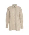 Semicouture Semi Couture Beige Striped Blouse With Intricate Lace Accents In Neutrals