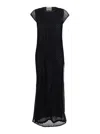 Semicouture Semi Couture Mesh Fabric Maxi Dress With Side Slit In Black