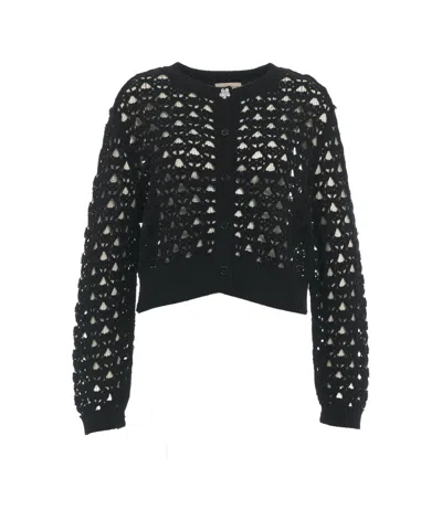 Semicouture Black Crochet Cardigan