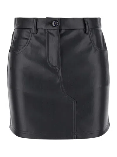 Semicouture Black Five-pocket Mini-skirt In Eco Leather