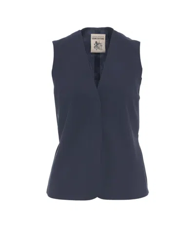 Semicouture Semi Couture Blue Vest In Virgin Wool Blend
