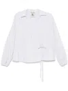 Semicouture Semi Couture Wrap Design Multicolor Shirt With Balloon Sleeves In White