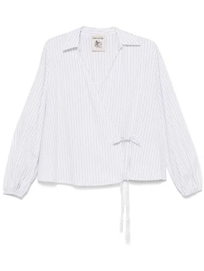 SEMICOUTURE CHARLENE WRAP STRIPED BLOUSE