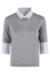 Semicouture Semi Couture Chiara Boxy-fit Wool Top In Grey