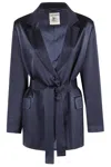 Semicouture Semi Couture Christiana Satin-finish Blazer In Blue