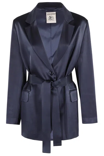 Semicouture Semi Couture Christiana Satin-finish Blazer In Blue