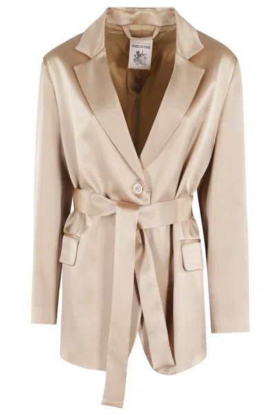 Semicouture Semi Couture Christiana Satin-finish Blazer In Neutrals