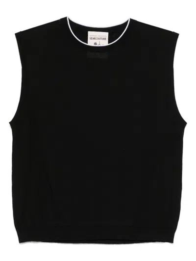 Semicouture Semi Couture Classic Black Sleeveless Top With Fitted Silhouette