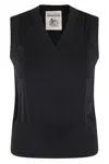 Semicouture Semi Couture Clizia Fitted Black Cotton Knit Gilet In Black