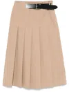 Semicouture Semi Couture Pleated High-waist Midi Skirt With Structured Belt In Green