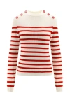 SEMI-COUTURE COTTON SWEATER WITH STRIPED MOTIF