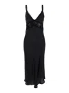 Semicouture Semi Couture Jacinta Satin Dress With Crochet Detailing In Black