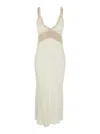 Semicouture Semi Couture Crochet Detail Long Dress In White