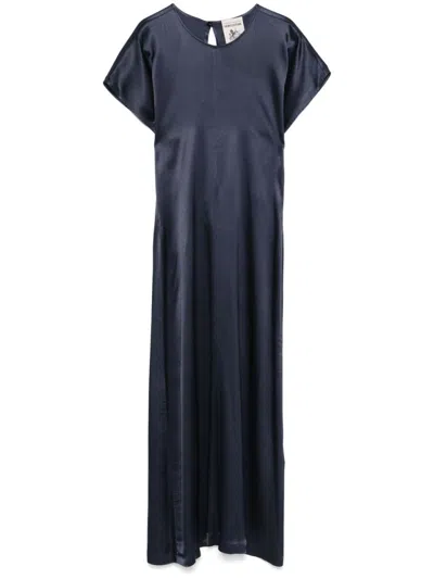 Semicouture Semi Couture Flowing Maxi Dress In Blue Silk Blend