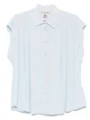 Semicouture Semi Couture Short-sleeve Shirt With Soft Pleating Details In Blue
