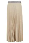 Semicouture Semi Couture Marina Pleated Multicolor Skirt With Elastic Waistband In Neutrals