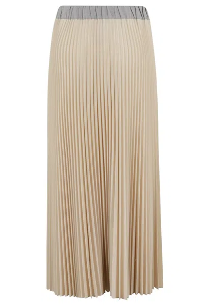 Semicouture Semi Couture Marina Pleated Multicolor Skirt With Elastic Waistband In Neutrals