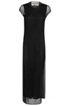 Semicouture Semi Couture Mesh Fabric Maxi Dress With Side Slit In Black