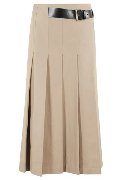 Semicouture Semi Couture Pleated Midi Skirt In Beige